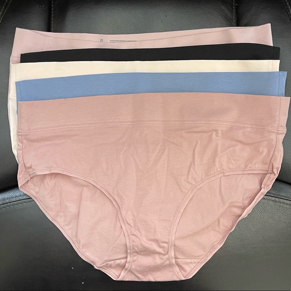Felina Pima Cotton Wide Waistband Hipster Panties 5-Pack (City Basics)
